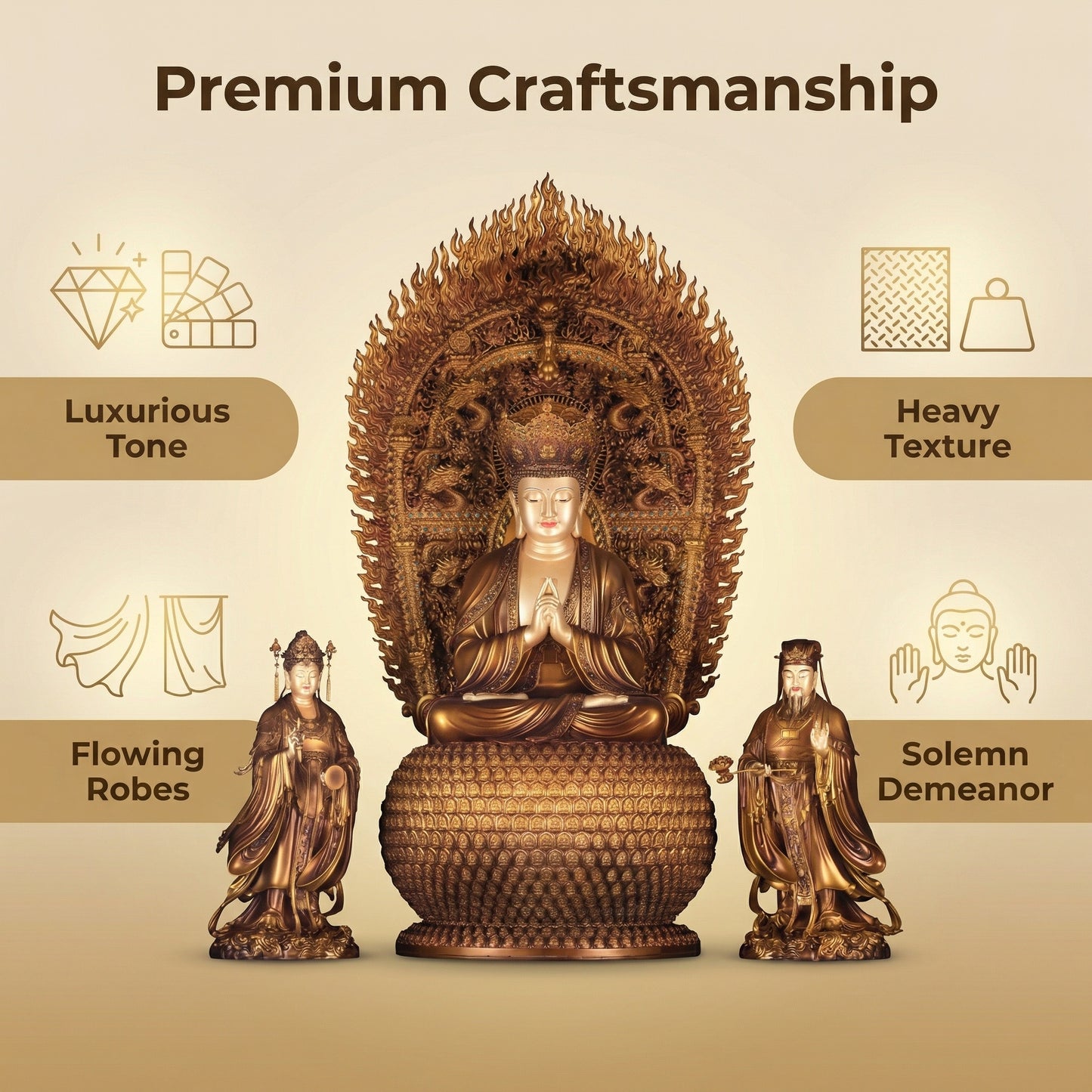 Patung Buddha Vairocana Tembaga Antik