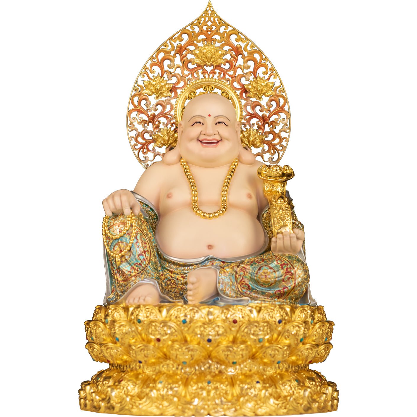 Patung Buddha Tertawa Tembaga Tulen Enamel, Hadiah atau Ibadah Rumah