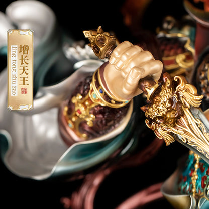 Zeng Tian Wang Brass Painted Statue - Four Heavenly Kings Protector