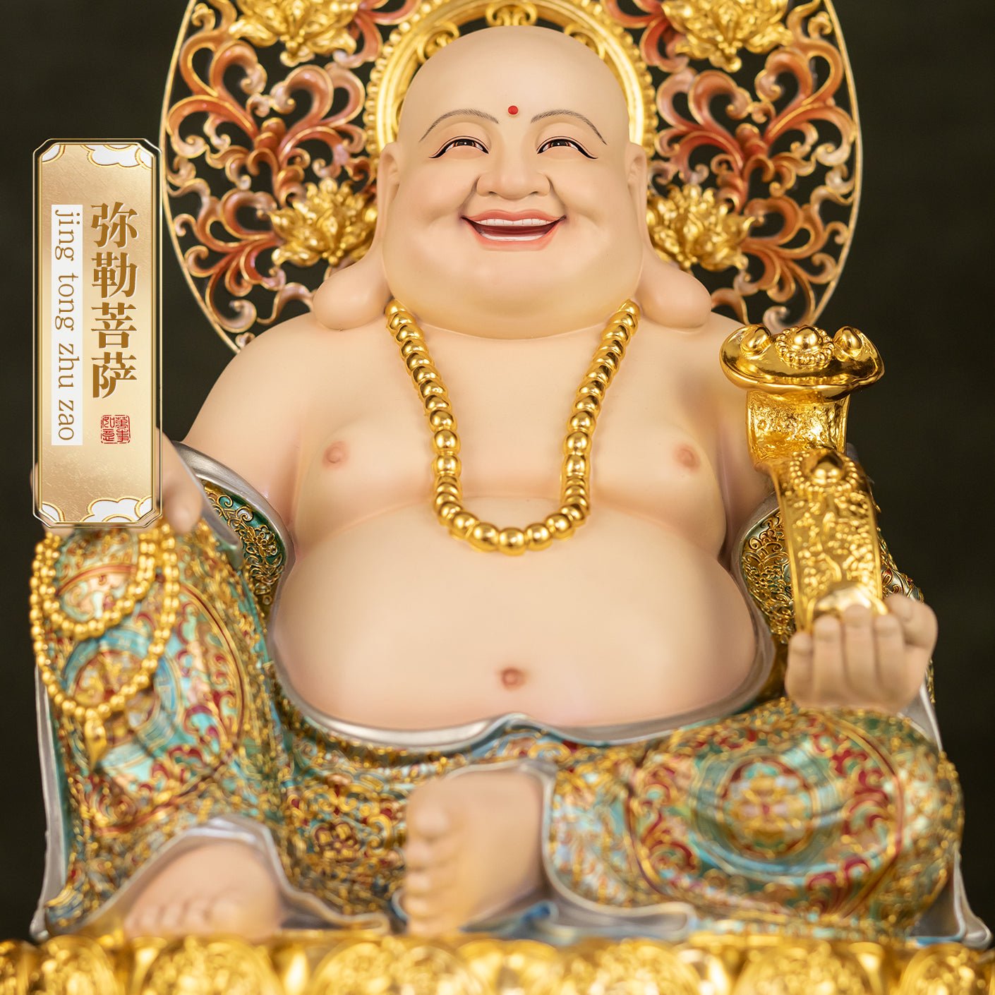 Patung Buddha Tertawa Tembaga Tulen, Simbol Kekayaan & Kebahagiaan