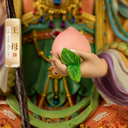 Brass Queen Mother of the West Statue, Enamel Finish, Taoist Goddess Figurine