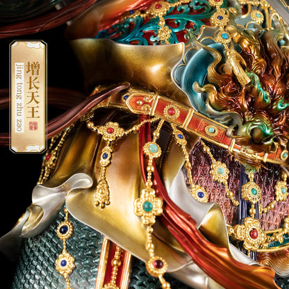 Zeng Tian Wang Brass Painted Statue - Four Heavenly Kings Protector