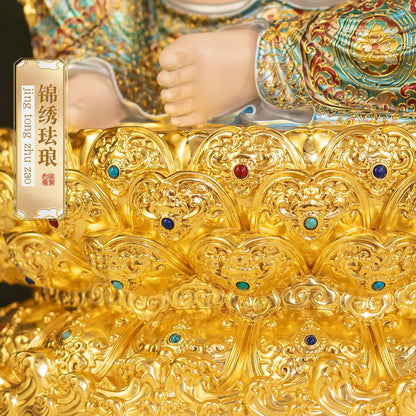 Detail Ukiran Halus pada Patung Buddha Tertawa Tembaga Tulen