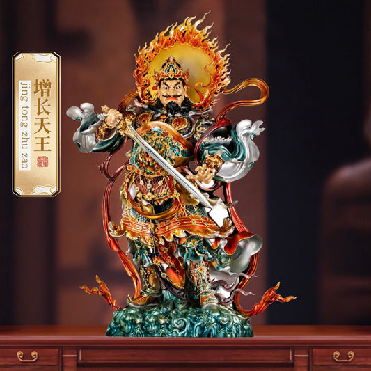 Zeng Tian Wang Brass Painted Statue - Four Heavenly Kings Protector
