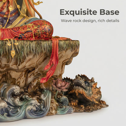 Brass Enamel Colored Water-Moon Guanyin (Shuiyue Guanyin) Statue
