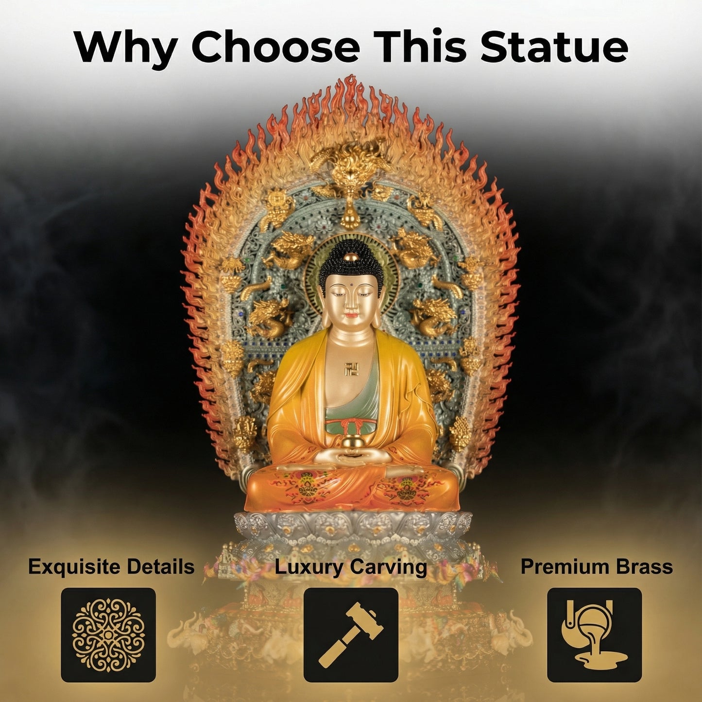 Patung Buddha Sakyamuni tembaga kuning enamel berkualiti tinggi untuk ibadah