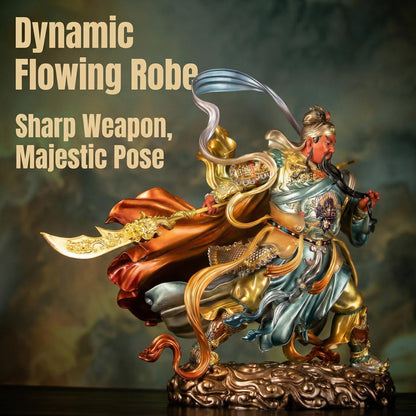 Dragon Crescent Blade Guan Yu Statue, dynamic pose