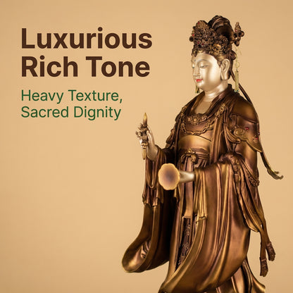 Luxurious rich tone bronze deity statue, premium antique finish