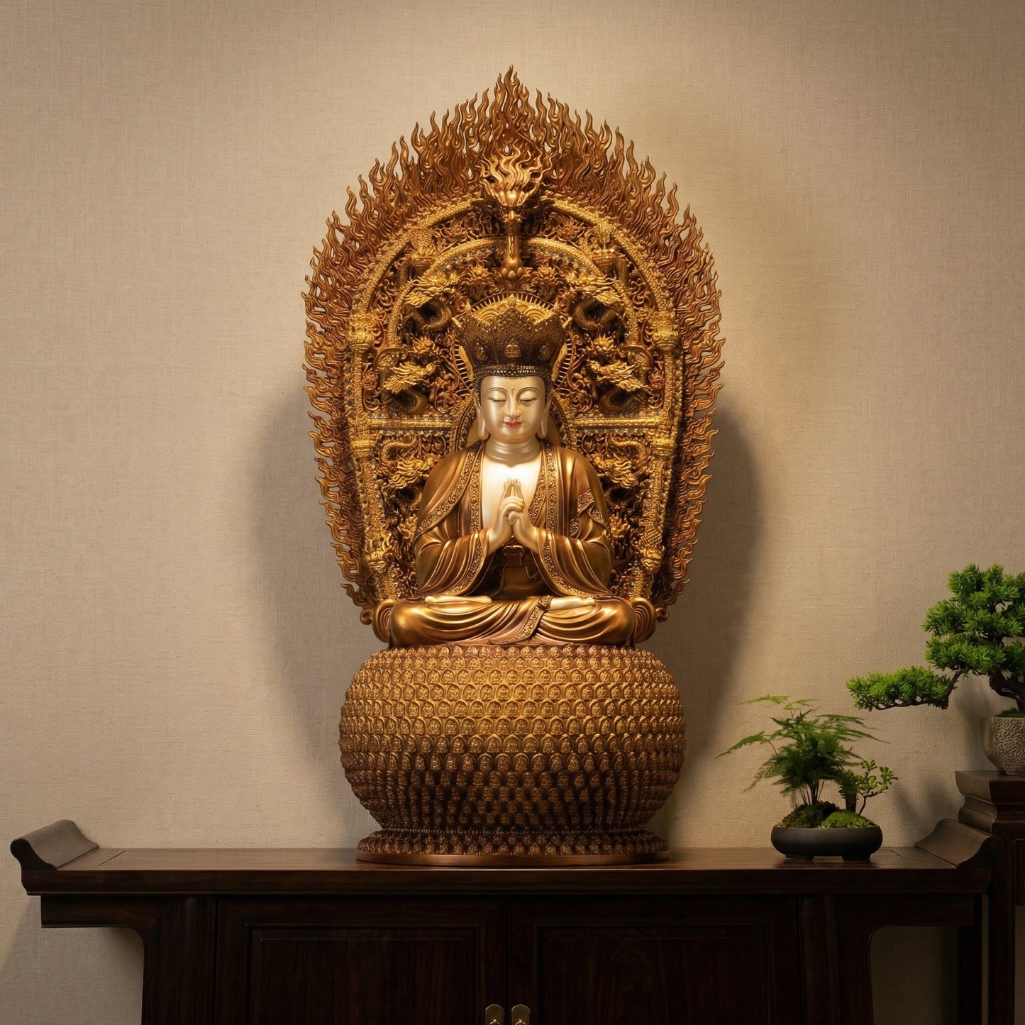 Patung Buddha Vairocana Tembaga Antik