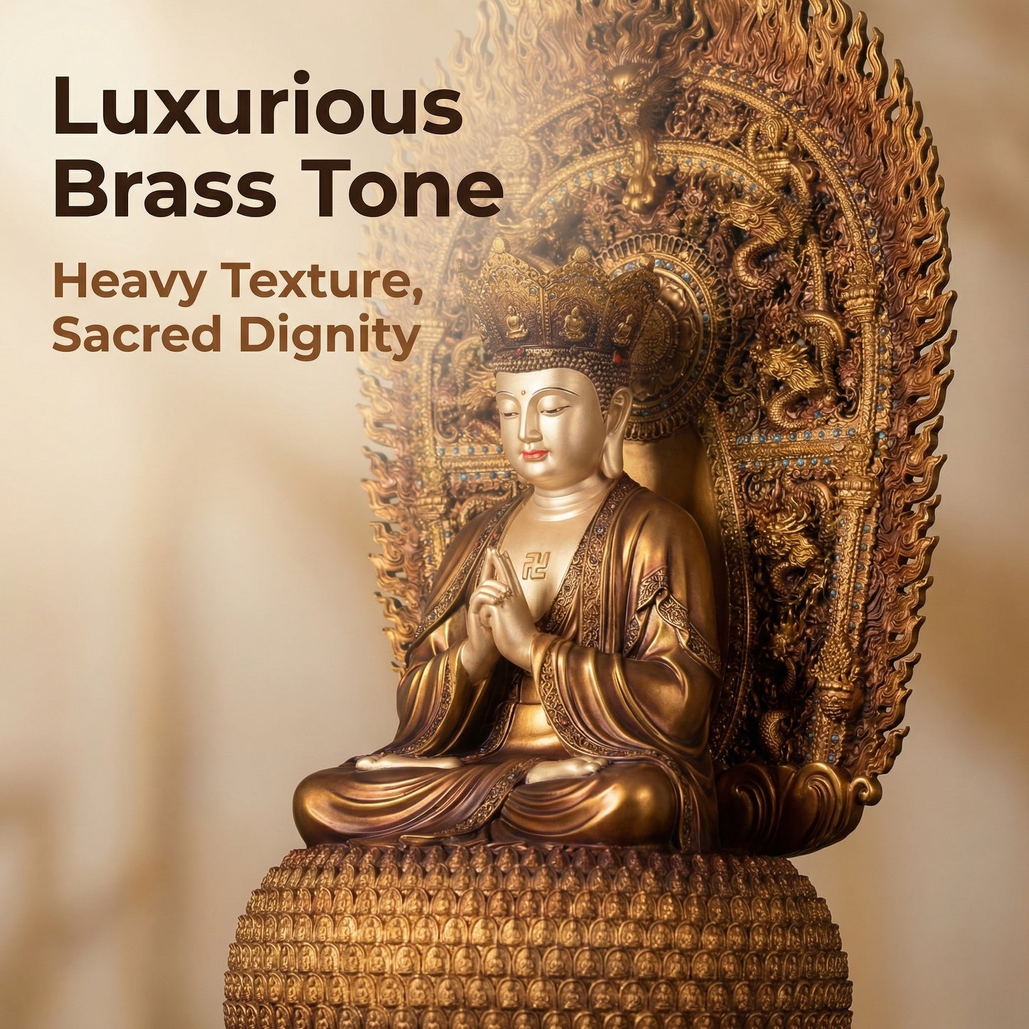 Patung Buddha Vairocana Tembaga Antik