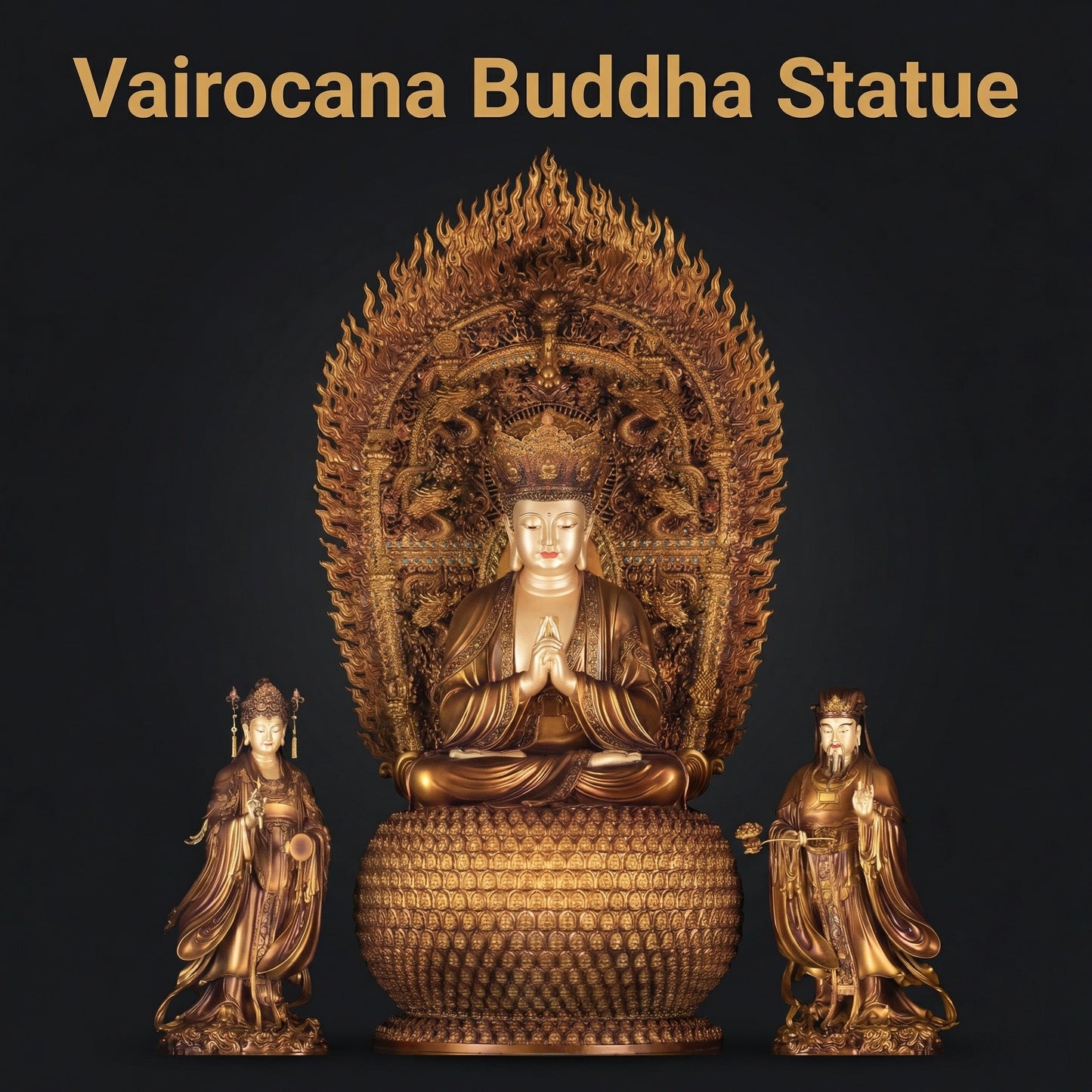 Patung Buddha Vairocana Tembaga Antik