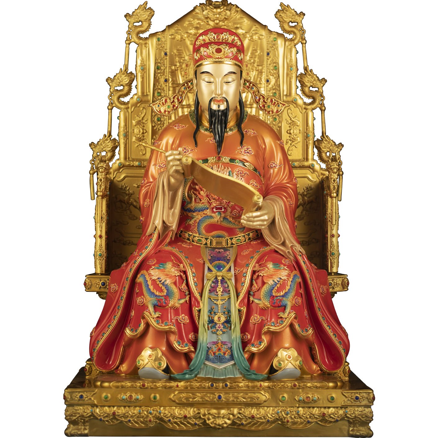 Full view of Wen Chang Di Jun statue, ideal for home altar & study decor